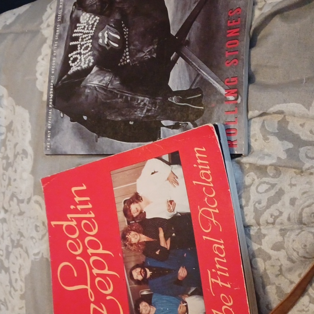 Two books 1 from Rolling stone 1989 -90 images of world tour 2 from Led Zeppelin